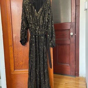 Zara Black and Gold Long Sleeve Dress